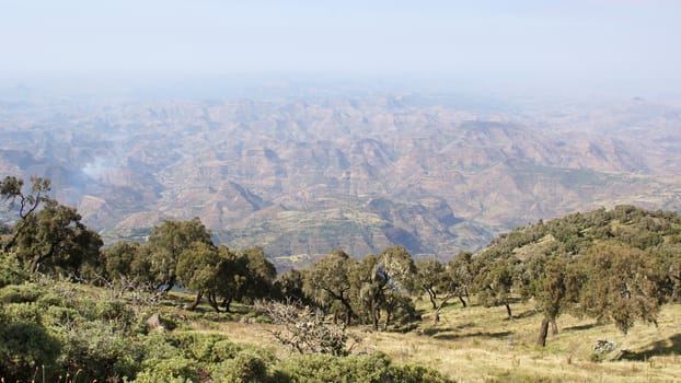 Panorama of the landscape of Semien Mountains National Park, Ethiopia, Africa