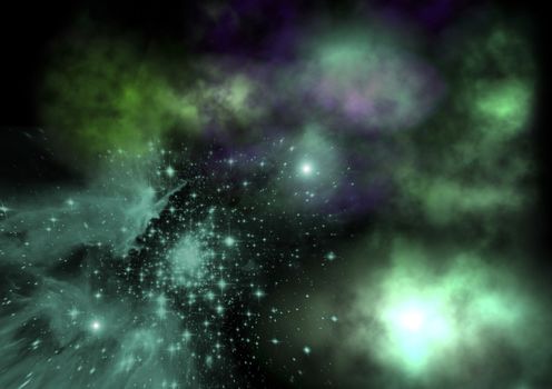 Far being shone nebula and star field against space. "Elements of this image furnished by NASA".