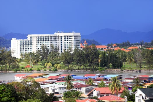 Kota Kinabalu cityview. Kota Kinabalu city is the capital of the state of Sabah, located in Borneo Island, East Malaysia.