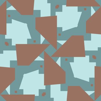 Intersecting brown and blue polygons in seamless pattern