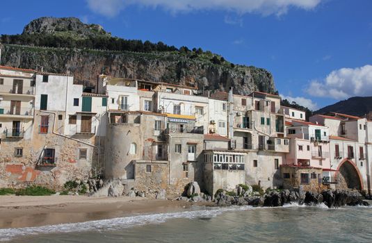 Italy. Sicily island . Province of Palermo. View of Cefalu in spring