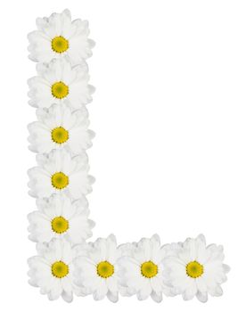 Letter L made from white flowers