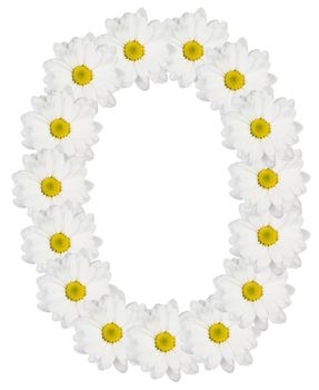 Letter O made from white flowers