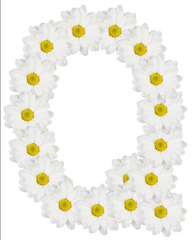 Letter Q made from white flowers