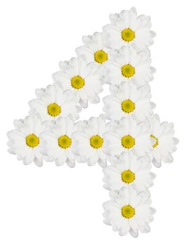 Number 4 made from white flowers