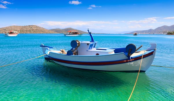 Fishing and pleasure boats off the coast of Crete. Greece, Europe