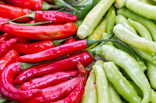 pile of red and green thai goat pepper