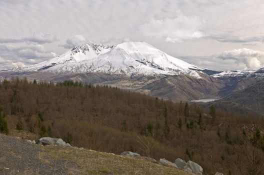 Overcast skies and landscape around mt. St. Helen's Washington state.