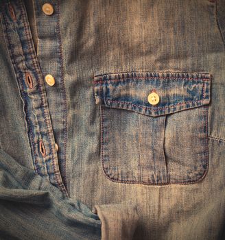 Jeans shirt close up, part of. instagram image retro style