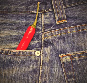 red hot chili peppers in a jeans pocket, instagram image style