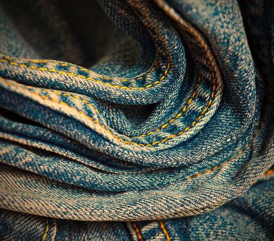 aged blue jeans with seams,  part of. instagram image retro style