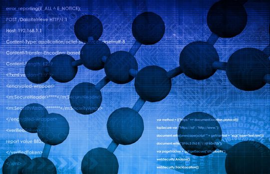 Molecule DNA Cell in Wireframe Mesh Art