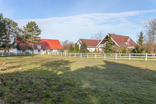 Traditional danish farm house in the sunshine