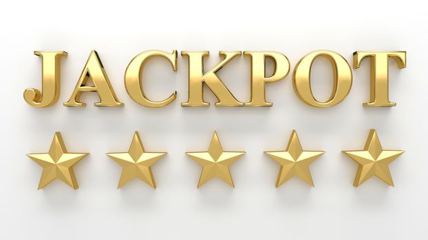 Jackpot with gold stars on white background - High quality 3D Render