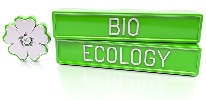 Bio Ecology - 3d banner, isolated on white background