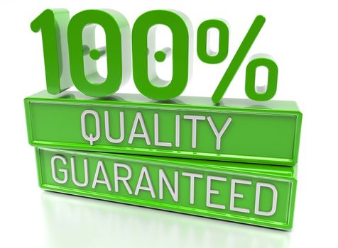 100% Quality Guaranteed, 100 percent, 3d banner - isolated, on white background.