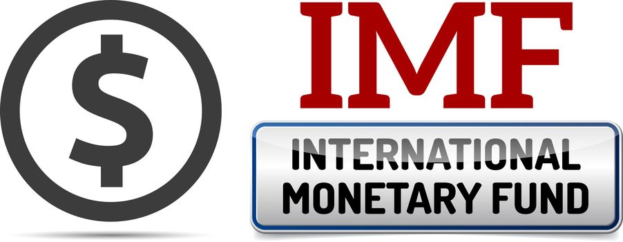 IMF International Monetary Fund - Illustration board with reflection and shadow on white background