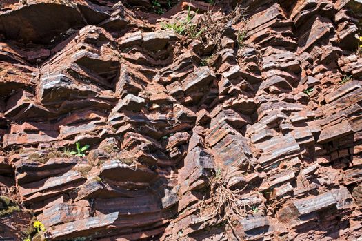 Fragment of shale rock - Skansen in Krivoy Rog in Ukraine