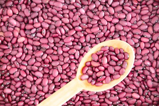 Healthy Small Red Beans with Wooden Spoon for Wallpaper Backgrounds. Captured on High Angle View.