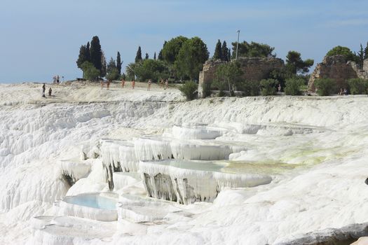 The Pamukkale natural lakes in Hierapolis Turkey