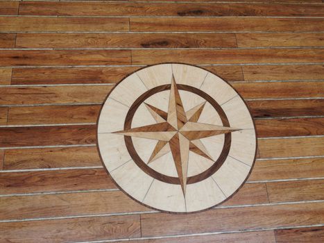 Details of a high quality wooden floor of a sailing boat