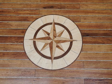 Details of a high quality wooden floor of a sailing boat