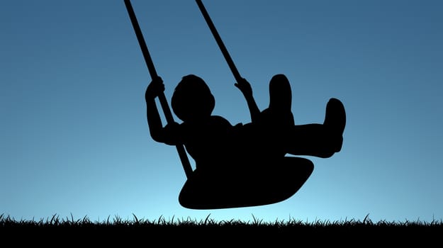 Illustration of a young child playing on a swing