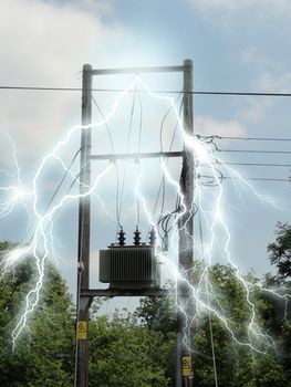 Photo of a junction box with electricity effects added