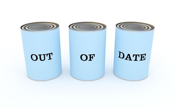 Illustration of three cans of food with the words "Out of date"