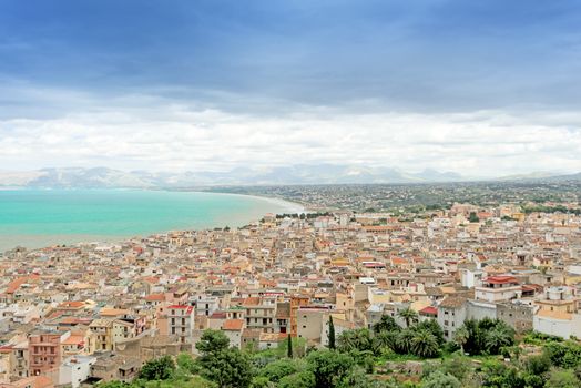 Aerial view of Castellamare del Golfo in Sicily