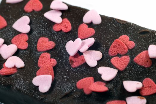 Chocolate brownie cake with heart decoration