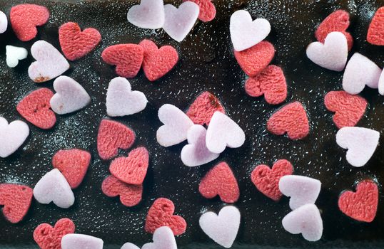 Chocolate brownie cake with heart decoration