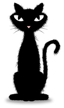 Illustration of an isolated furry black cat