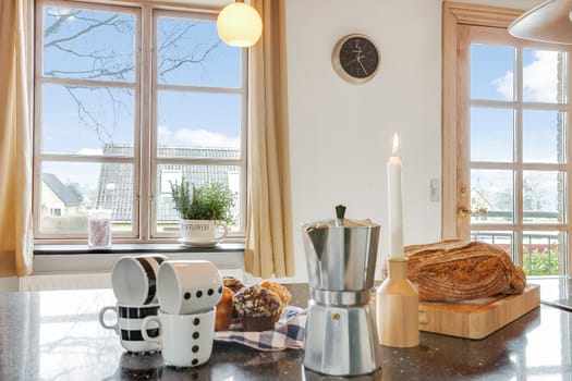 coffee and fresh bread in a traditional Danish kitchen