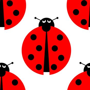 Seamless ladybug background on white.