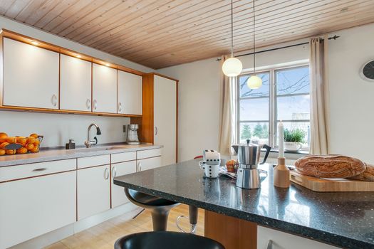 coffee and fresh bread in a traditional Danish kitchen