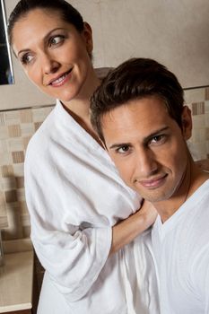 couple in love at the bathroom