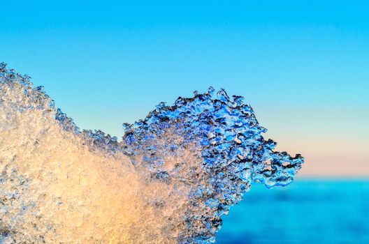 Abstract frozen water on the seashore