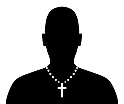Illustration of a person wearing a crucifix necklace