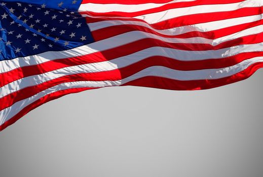 American flag on plain background