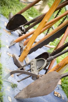 old antique farming tools from a bygone age