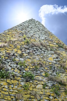 old stone walls from the ruin of an old church on the wild atlantic way in ireland