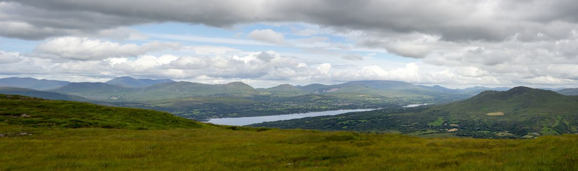 panorama of the view from the kerry way route on the wild atlantic way in ireland