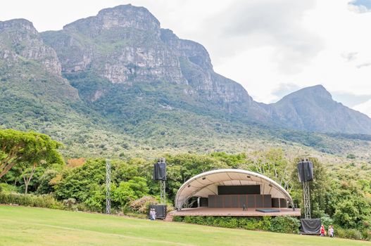 CAPE TOWN, SOUTH AFRICA - DECEMBER 9, 2014: A concert venue below Table Mountain in the  Kirstenbosch National Botanical Gardens in Newlands, Cape Town