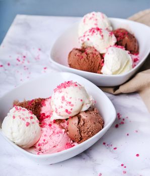 Frozen. Delicious ice cream on the table