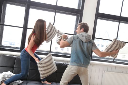 Love, relationship. Beautiful couple at home