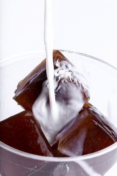 Drink, ice. Frozen coffee cubes