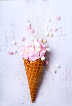 Frozen. Delicious ice cream on the table