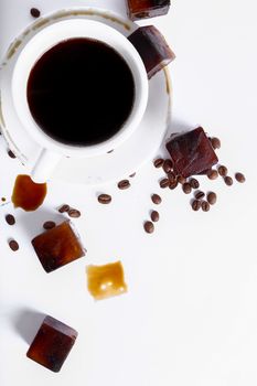 Delicious coffee with ice cubes