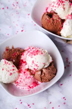 Frozen. Delicious ice cream on the table